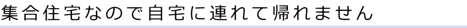 集合住宅なので自宅に連れて帰れません