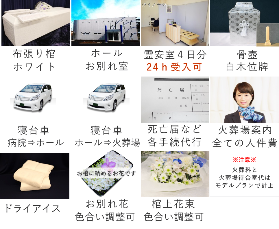 ご火葬ベーシックプランのセット内容