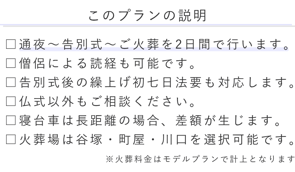 家族葬ベーシックプランの説明