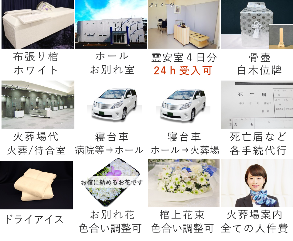 ご火葬式モデルプランの葬儀セット内容